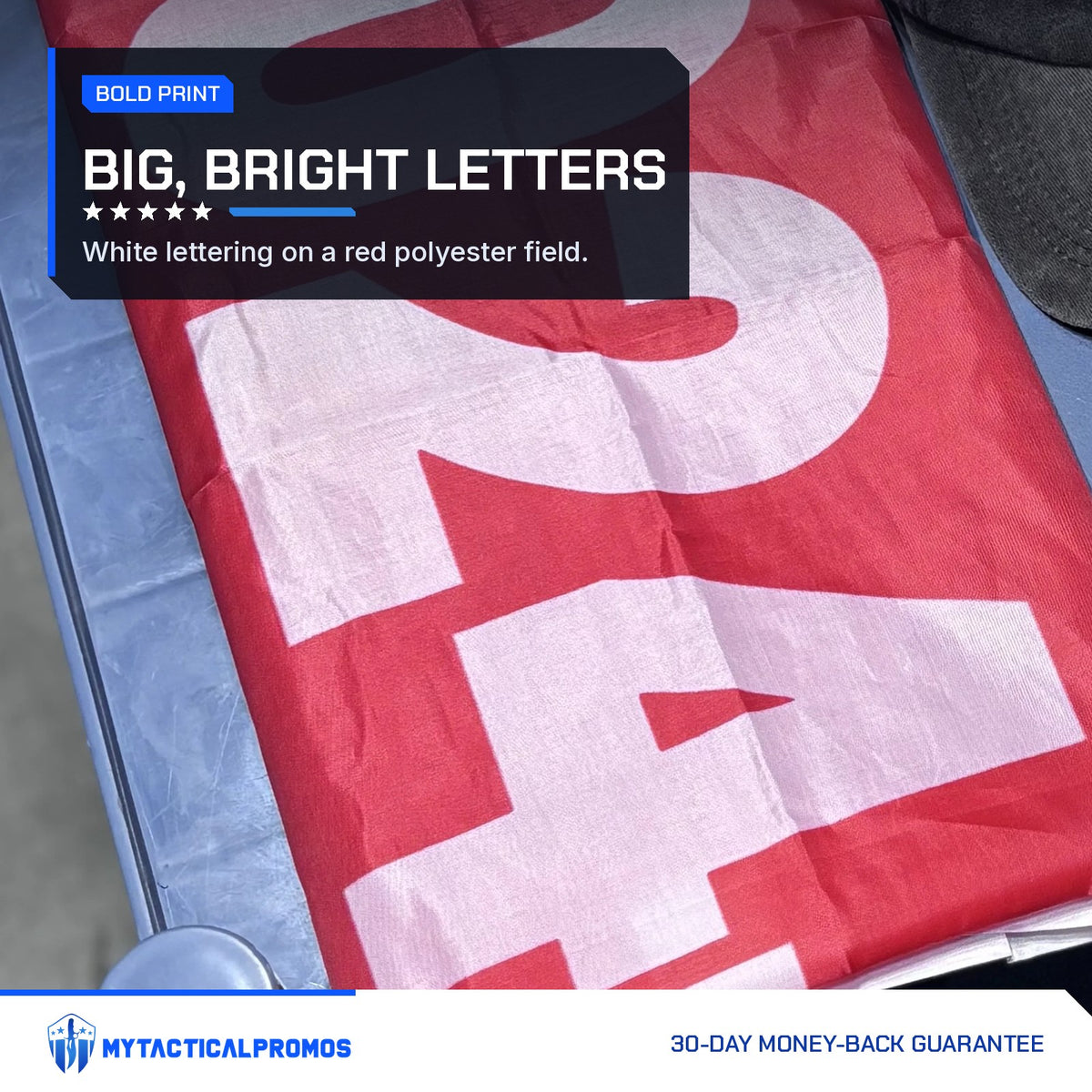 Trump 2024 Save America Again Flag folded to show the big white 2024