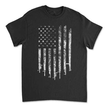 2A Flag T-Shirt front view laid flat on white