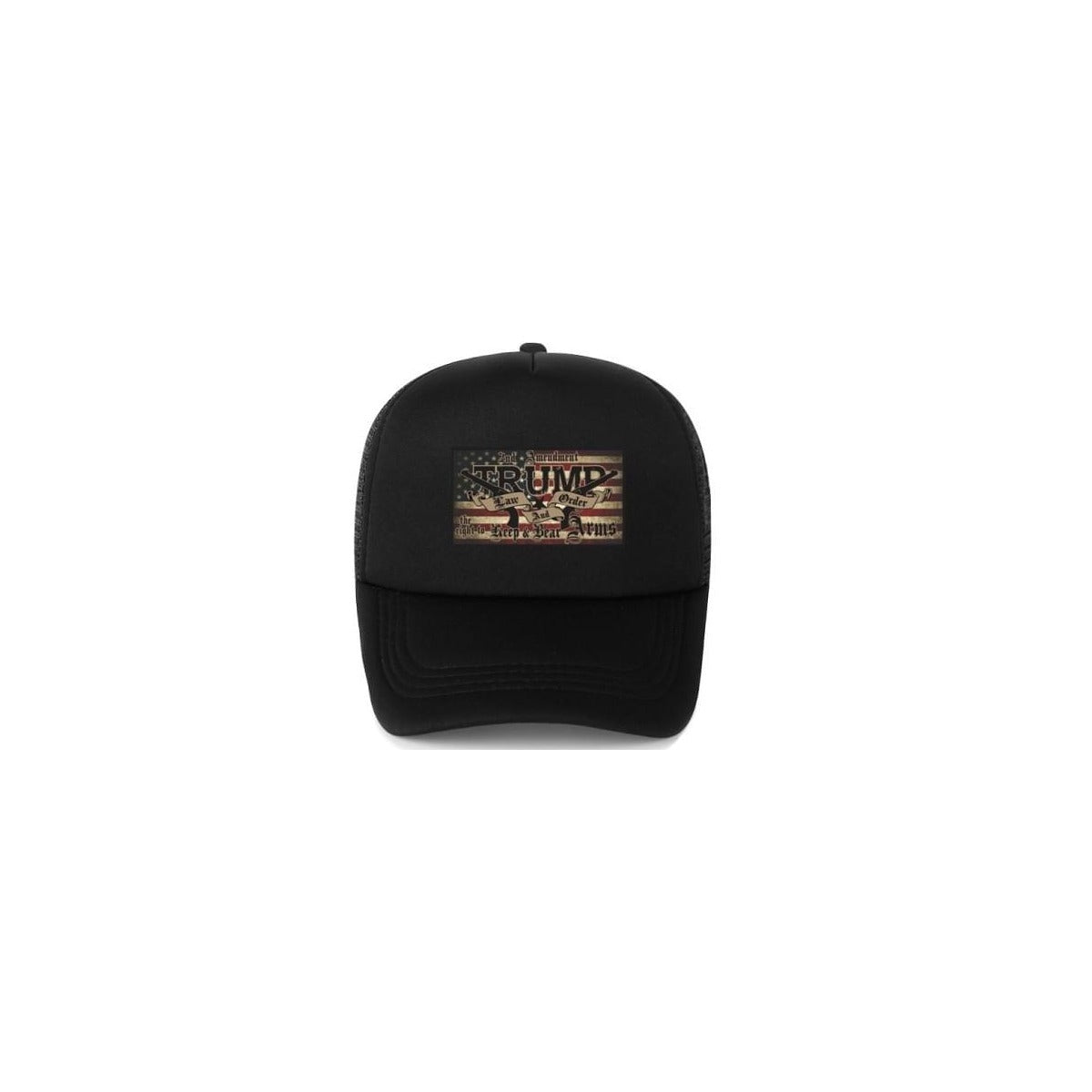 2nd Amendment Trump Hat front view with the TRUMP 2nd Amendment patch, on white
