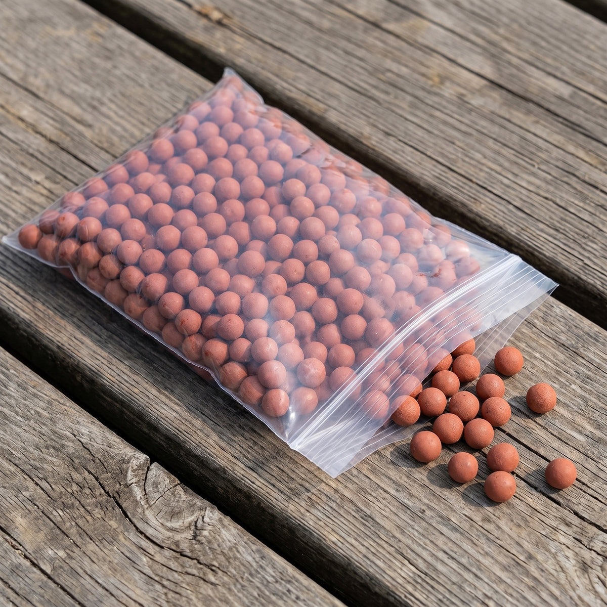500 Clay Slingshot Beads in a clear zip bag