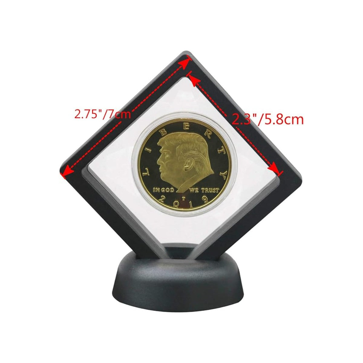 CoinSeal Floating Coin Display size: 2.75 in frame, 2.3 in window