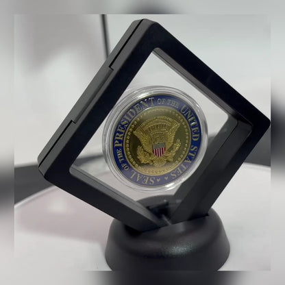 CoinSeal Floating Coin Display holding a presidential seal coin in its capsule