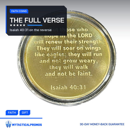 Isaiah 40:31 Eagle Coin reverse with the full verse