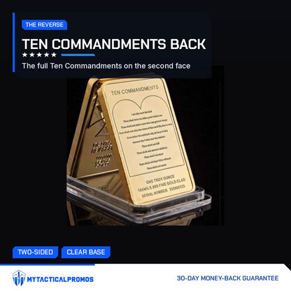 Ten Commandments reverse face of the Jesus crucifix gold-plated bar