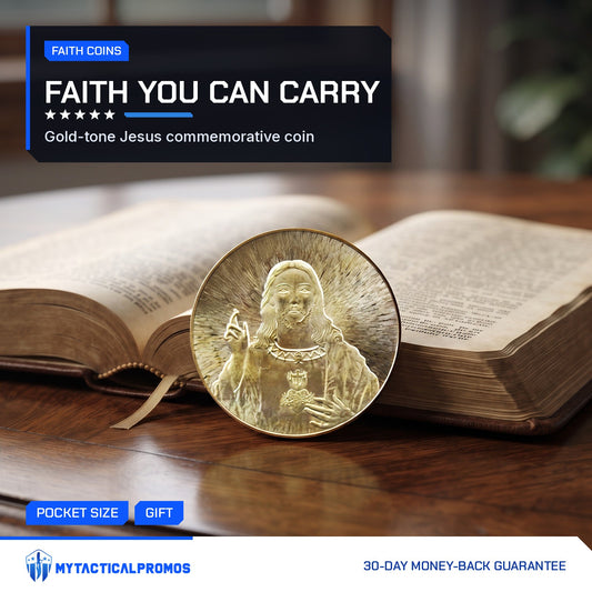 Jesus Commemorative Coin leaning on an open Bible