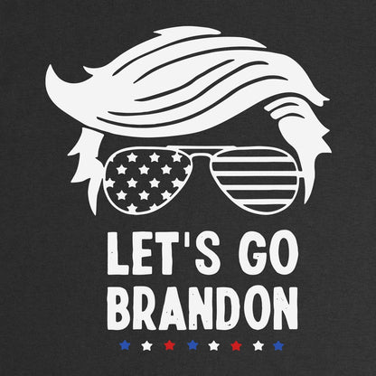 Let's Go Brandon T-Shirt close-up of the flag aviators and Let's Go Brandon print