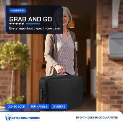 Lockable Document Case carried by its top handle out the front door