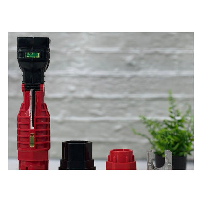 Masterfit 22-in-1 Wrench with its black socket adapter, red socket adapter and metal clip