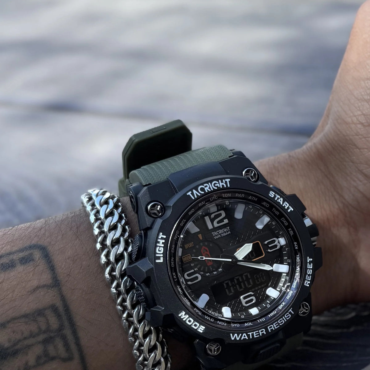Military Watch worn on the wrist, showing the size of the large dial