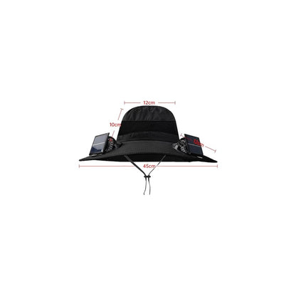 Solar Fan Hat dimensions: about 12 cm crown, 10 cm crown height, 45 cm brim width