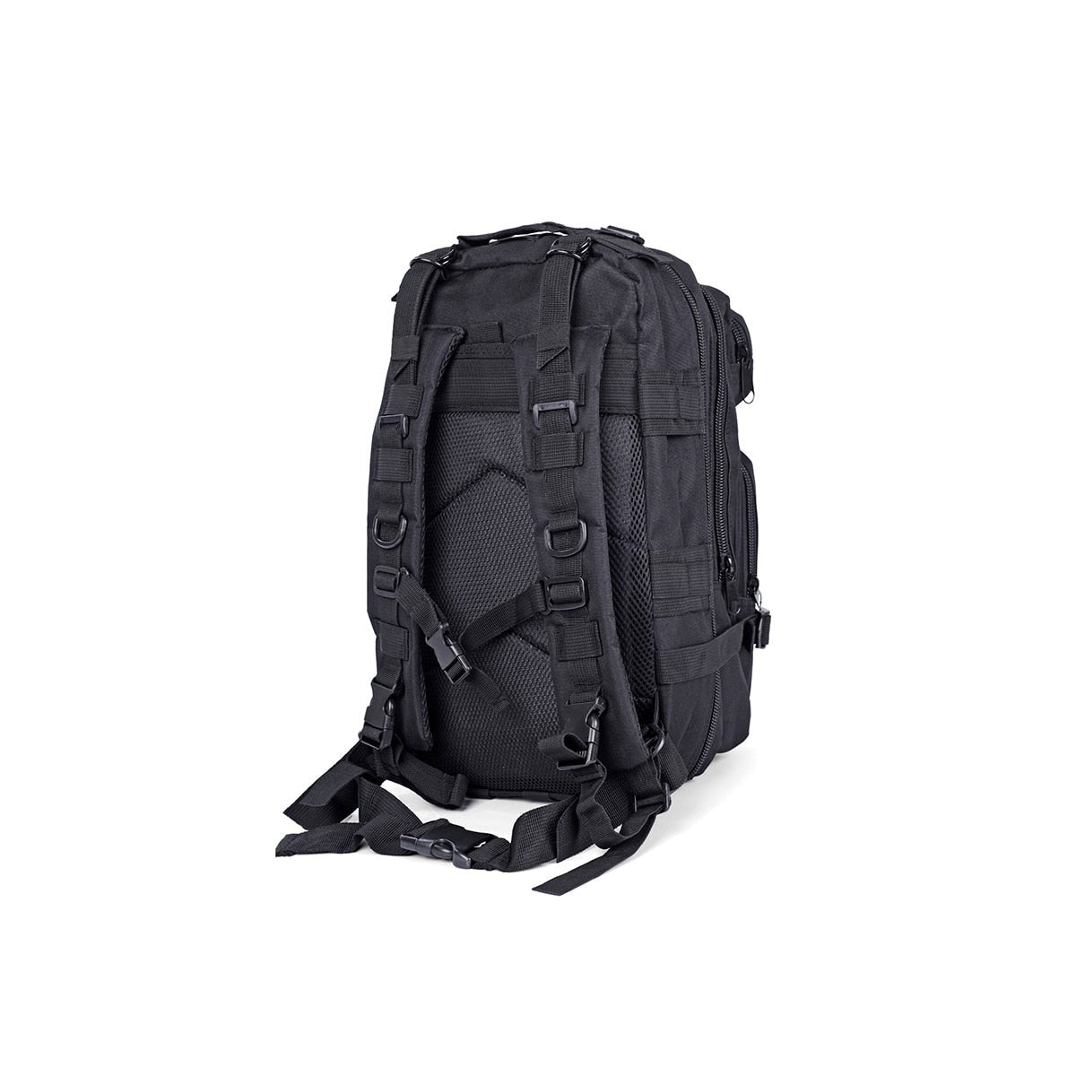 Tactical Backpack back view with padded mesh back panel and shoulder straps