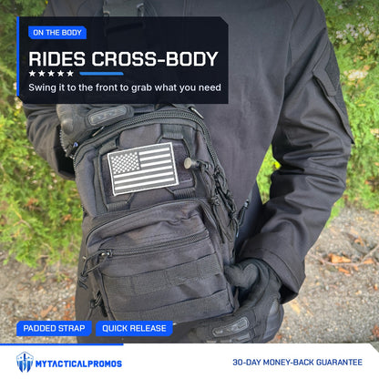 Tactical Shoulder Bag worn cross-body over a jacket