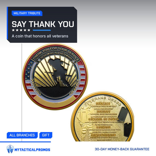 Thank You for Your Service Coin, front and Veterans Creed back