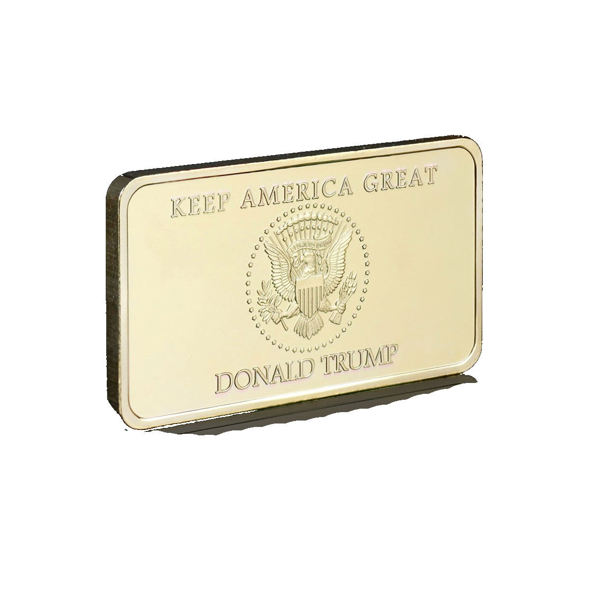 Keep America Great side with presidential seal and DONALD TRUMP, studio shot