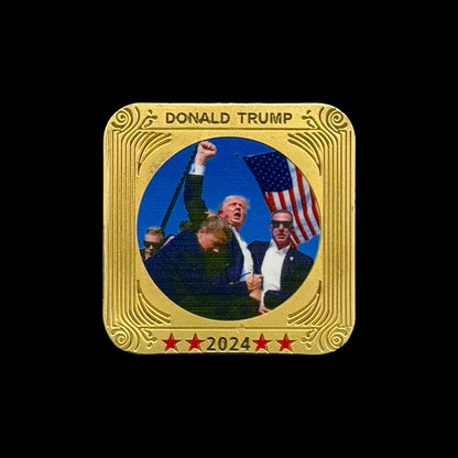 Trump July 13 Square Coin front with color photo