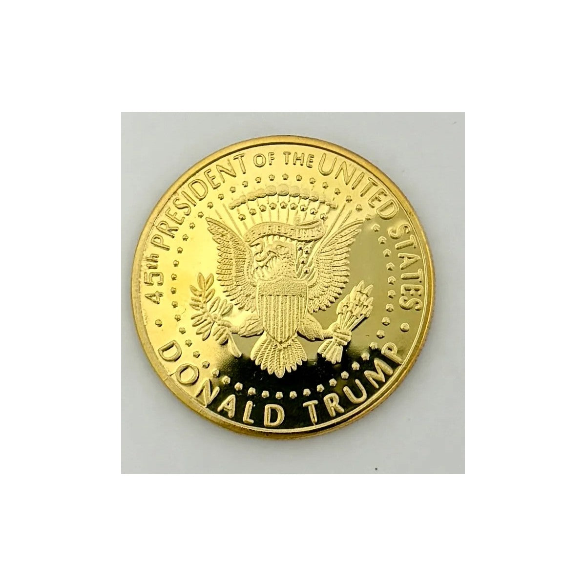 Trump 2024 coin reverse: presidential seal, President of the United States, Donald Trump