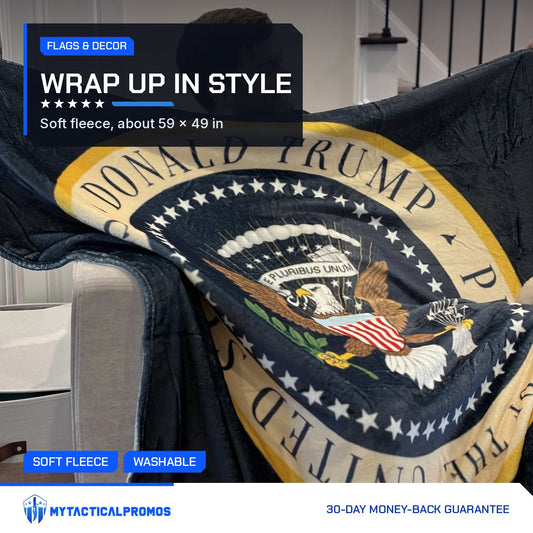 Trump Presidential Blanket draped over a man on the couch