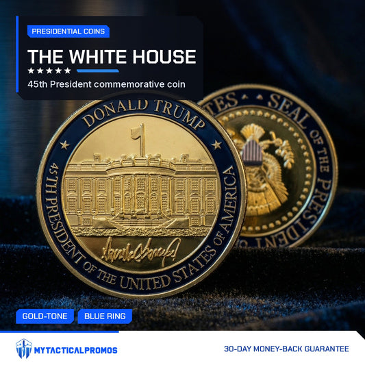 Trump 45th President White House Coin with the seal side behind