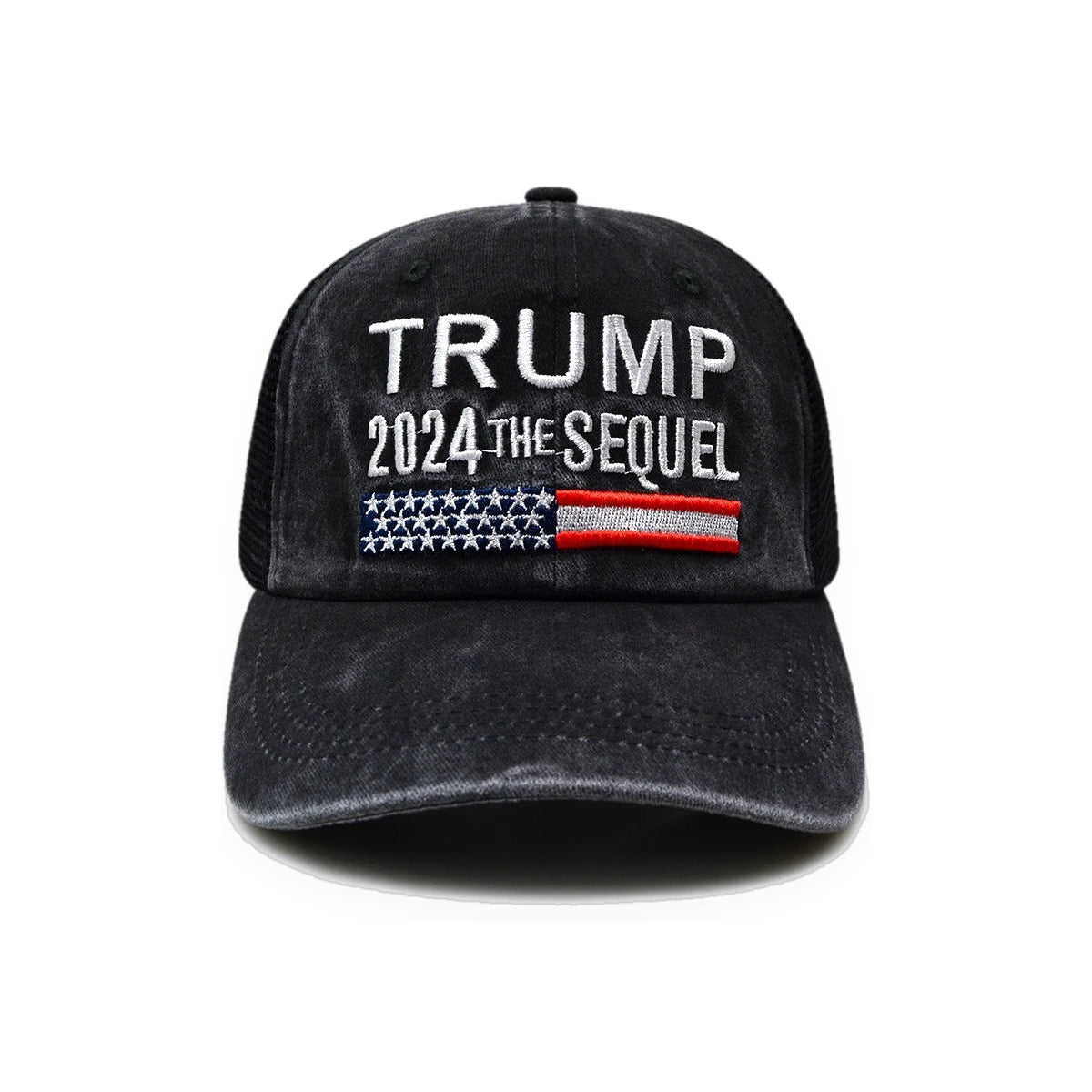 Trump 2024 The Sequel Hat front view on white